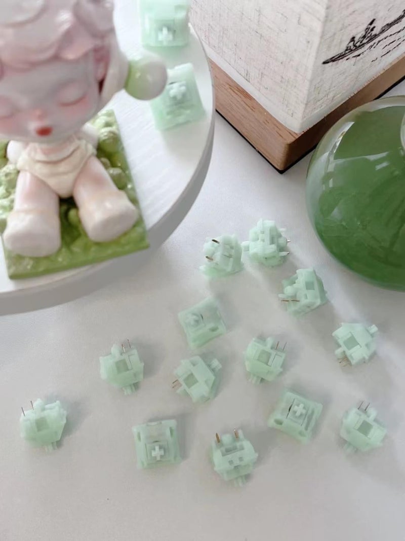 Boyi Jadeite Green Full POM 40gf HiFi Linear Mechanical Switches,5-Pin Pre Lubed PCB Mount Cream Silent Switch with LY Stem HiFi Sound Compatible with MX Keycaps for Custom DIY kit Keyboards,35pcs - Image 4